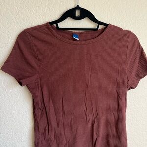 Old Navy Ribbed Short Sleeve Tee - Rust Brown